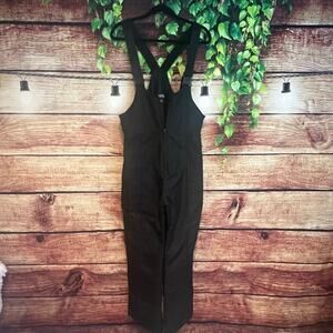 Sportina Ladies Snow Bibs Size 12 Black Nylon Overall Ski Womens Winter Pants
